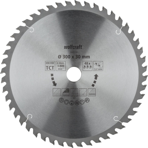 Wolfcraft HM Cirkelzaagblad | 48 td | Ø300 x 30 x 3,2mm | 1 stuk - 6682000
