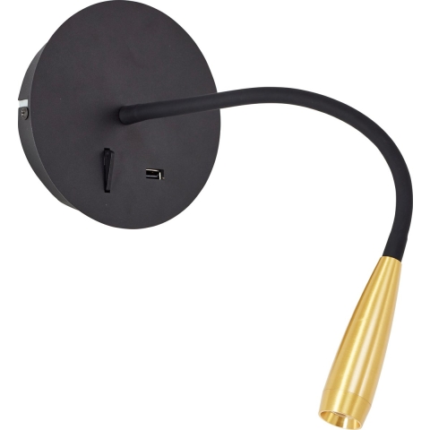 Brilliant Jutta G99946/86 LED-wandspot LED vast ingebouwd 2.8 W LED Zwart, Goud
