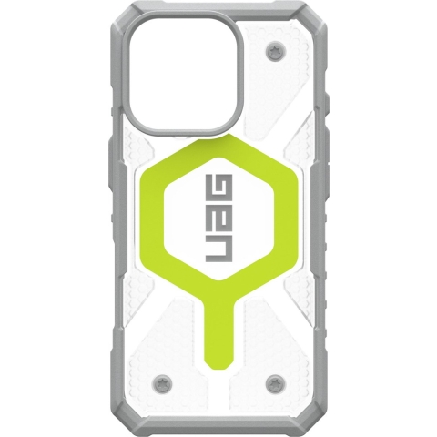 Urban Armor Gear Pathfinder MagSafe Case Backcover Apple iPhone 16 Pro Neon, Transparant MagSafe compatible