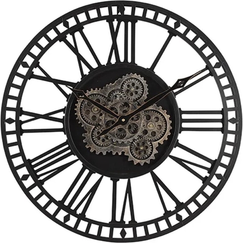Wandklok ro Skeleton S zwart