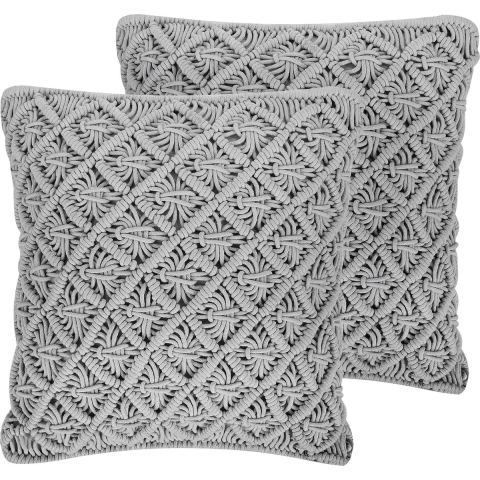 Beliani-KIZKALESI -Sierkussen set van 2-Grijs-45 x 40 cm-Katoen