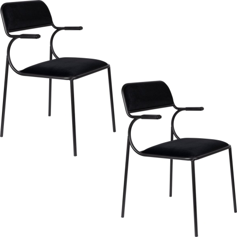 Zuiver Alba Eetkamerstoelen met armleuning Zwart|Zwart - Set van 2