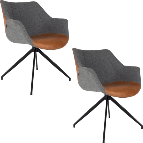 Zuiver Doulton Eetkamerstoelen Vintage Bruin - Set van 2