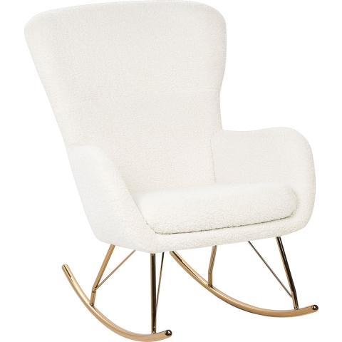 Beliani - ANASET - Schommelstoel - Wit|Goud - Bouclé