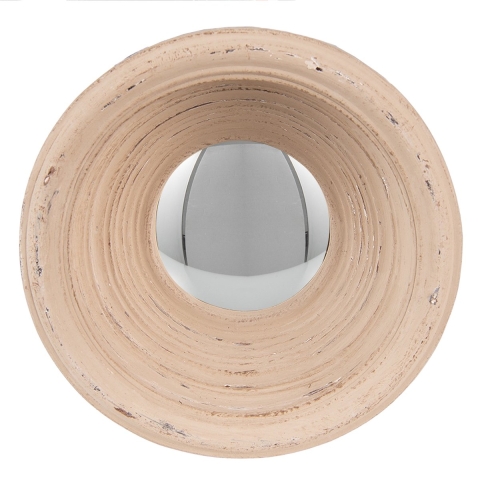 Clayre & Eef Spiegel Ø 19 cm Beige Kunststof Rond Grote Spiegel