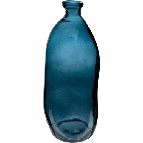 Atmosphera fles vaas - blauw transparant - glas - H51 x D23 cm