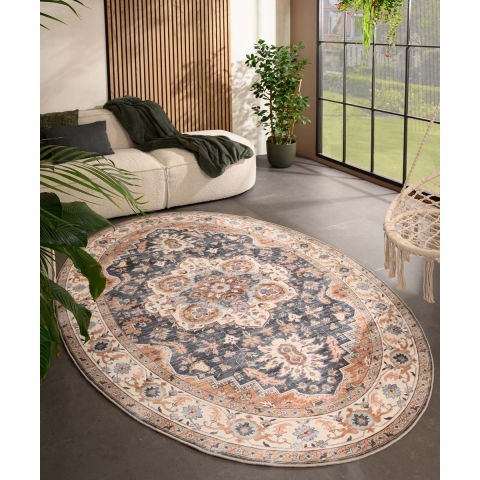 Heritaged Buitenkleed ovaal Vintage - Valenca Fino goud|blauw -