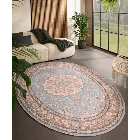 Heritaged Buitenkleed ovaal Vintage - Valenca Nova lichtblauw|beige -