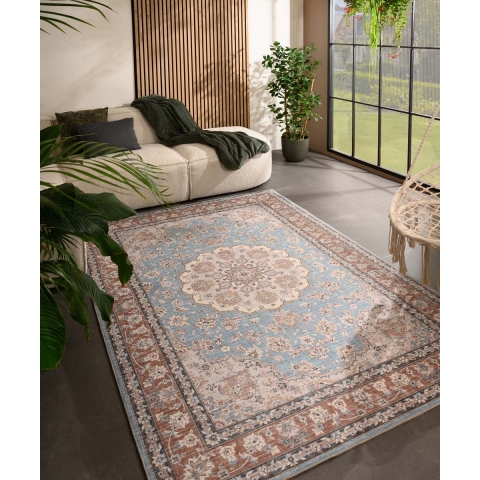 Heritaged Vintage buitenkleed - Valenca Nova lichtblauw|beige -
