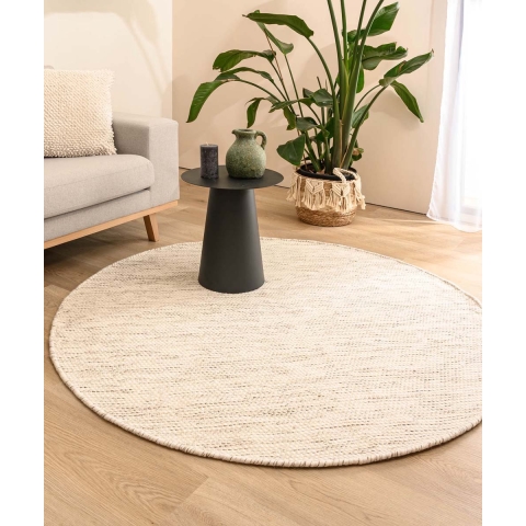 Nordic Weavers Rond wollen vloerkleed - Ulstein wit|grijs - 150 cm