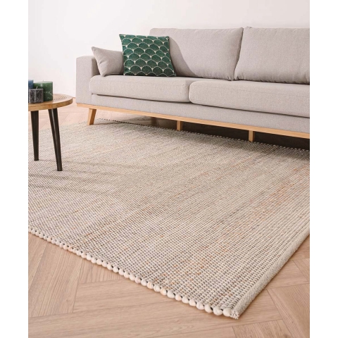 Nordic Weavers Wollen vloerkleed Lett - wit|beige - 90x160 cm