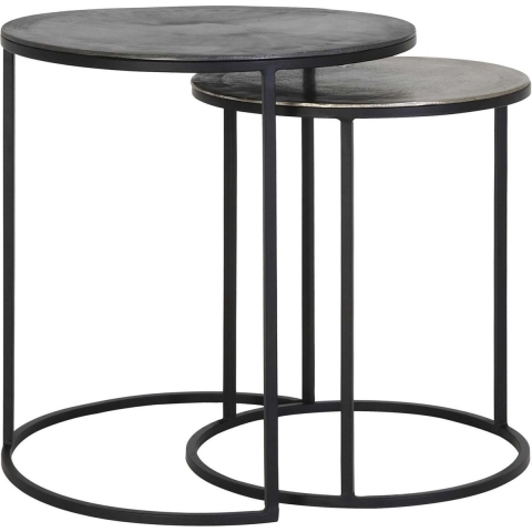 Light&living Bijzettafel S|2 Ø40x45+Ø49x50,5 cm TALCA ruw lood+ant....