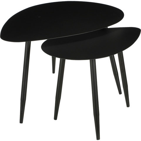 Mica Decorations Bijzettafel voor Buiten - Set van 2 - Metaal -Zwart