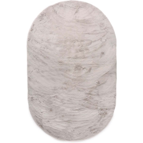 Tapeso Ovaal hoogpolig vloerkleed - Comfy plus - lichtgrijs - 200x300
