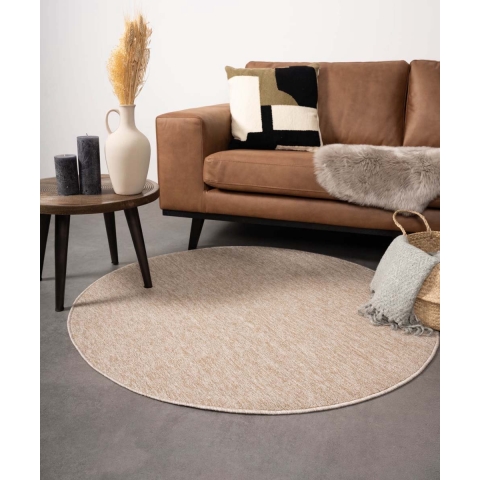 Tapeso Rond vloerkleed Lush - beige - 160 cm rond