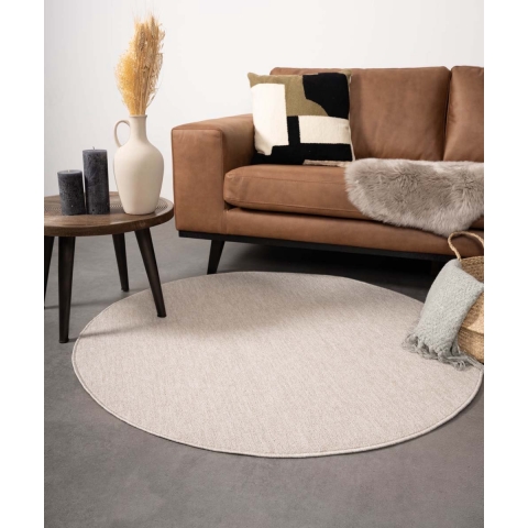Tapeso Rond vloerkleed Lush - crème - 240 cm rond