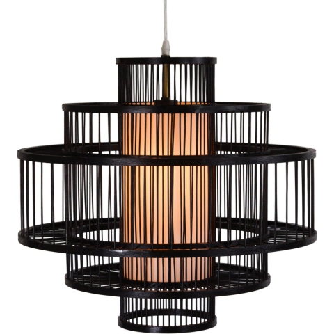 Fine Asianliving Bamboe Hanglamp Zwart Handgemaakt -