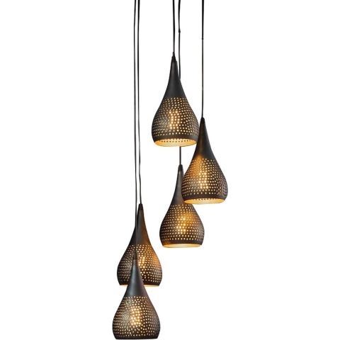 LT-Luce Hanglamp Kegel Vintage Black Brown 5 Lichts