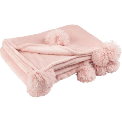 J-Line Plaid Pompom Polester Zachtroze