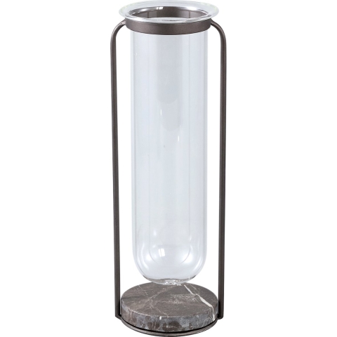 PTMD Kirsa Black round glass vase metal marble holder L