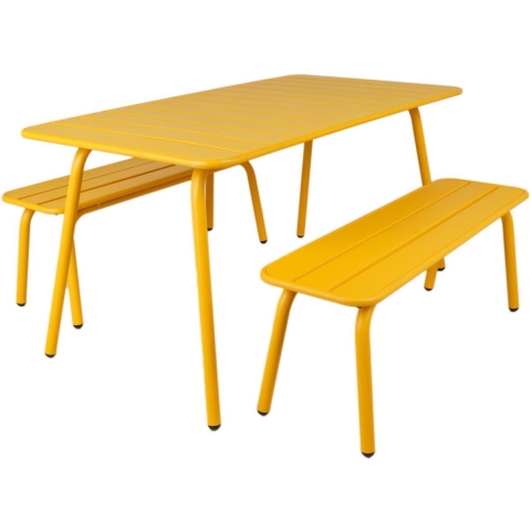 Metalen picknickset Max 150 cm okergeel 3-delig