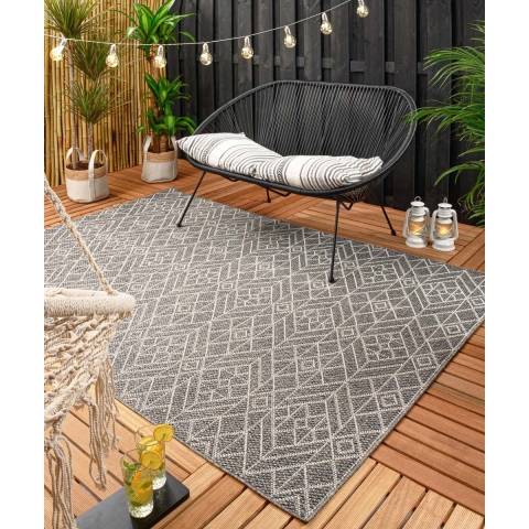 Boho&me Buitenkleed Jupiter - grijs|crème - 66x230 cm