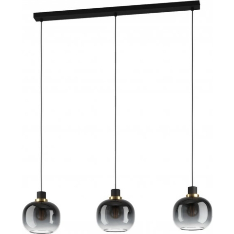 EGLO Oilella Hanglamp - E27 - 95 cm - Smoke glas - Zwart