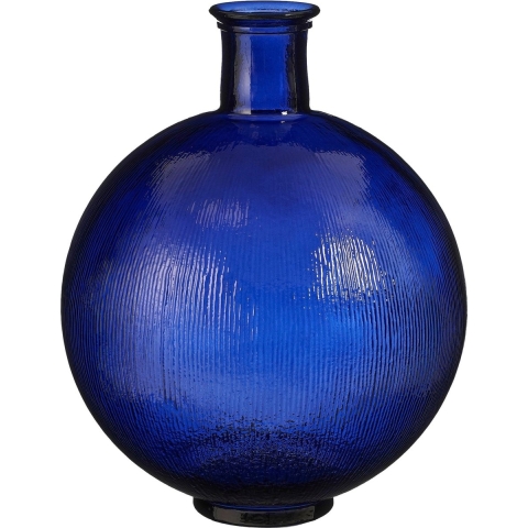 Mica Decorations Firenza Fles Vaas - H42 x Ø34 cm - Donkerblauw