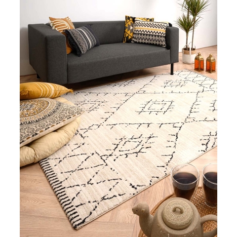 Boho&me Berber vloerkleed Beni Ouarain Sufian - crème|zwart - 280x380