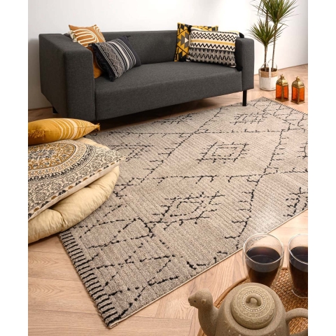 Boho&me Berber vloerkleed Beni Ouarain Sufian - grijs|zwart - 120x170