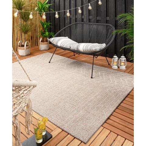 Boho&me Buitenkleed zig zag Summer - oudroze|crème - 66x230 cm