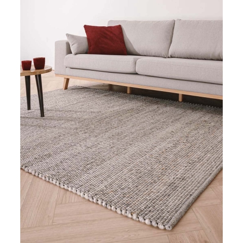 Nordic Weavers Wollen vloerkleed Lett - lichtgrijs - 90x160 cm