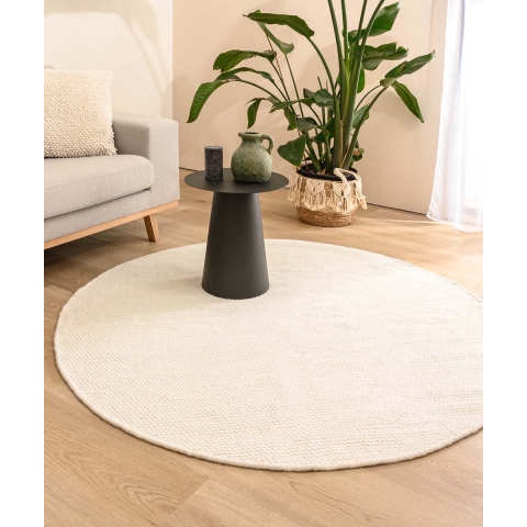 Nordic Weavers Rond wollen vloerkleed - Ulstein wit - 150 cm rond