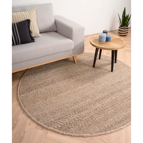Nordic Weavers Rond wollen vloerkleed Lett - beige - 120 cm rond
