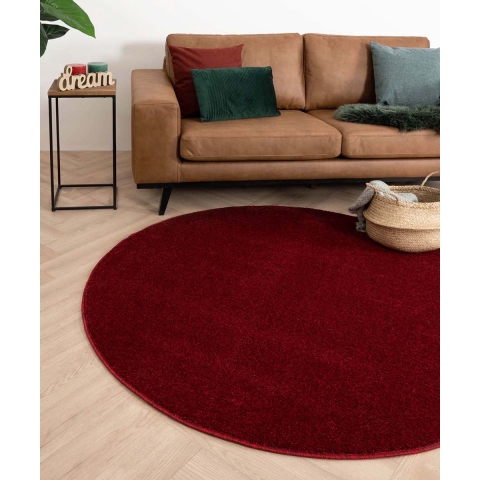 Tapeso Rond vloerkleed Fine - rood - 300 cm rond