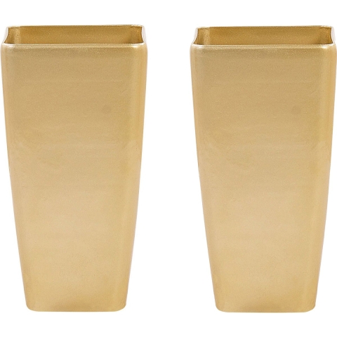 Beliani - MODI - Bloempot set van 2 - Goud - 30 cm - Stenenmix