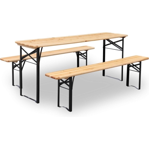 sweeek - Houten tuintafel 180cm 2 banken