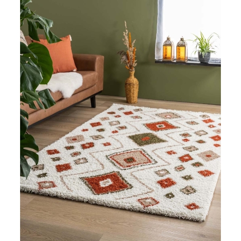 Boho&me Hoogpolig vloerkleed bohemian Artisan - wit|multi - 140x200 cm
