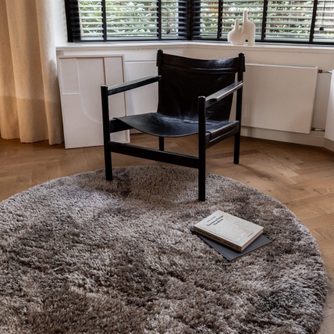 Interieur05 Vloerkleed Hoogpolig Fender Grijs Rond 200cm