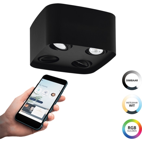 EGLO connect.z Caminales-Z Smart Plafondlamp - 24 cm - Zwart - RGB