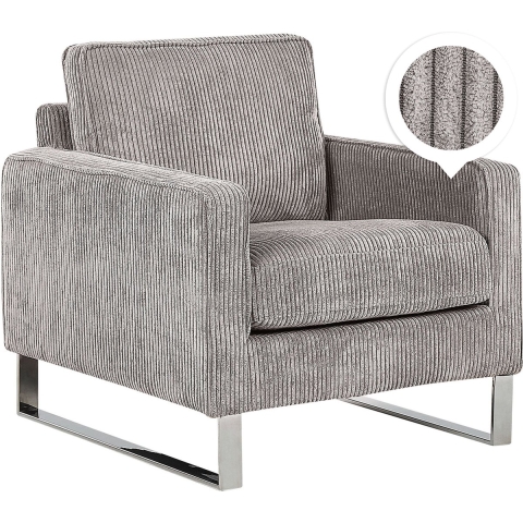 Beliani - VIND - Fauteuil - Grijs - Corduroy