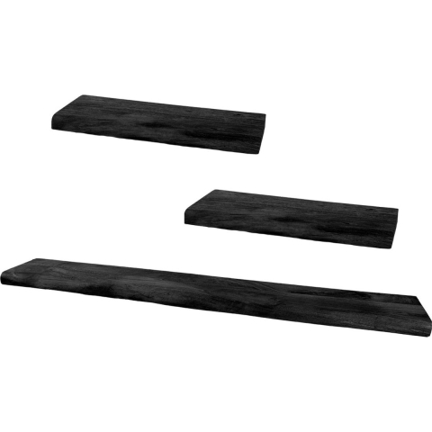 Home67 - Wandplank Pure Zwart Mangohout - Set van 3 Groot