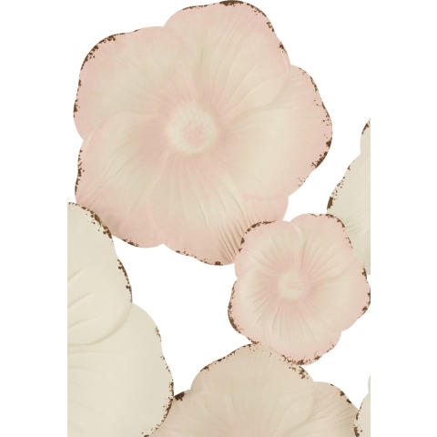 J-Line wanddecoratie Bloemen - metaal - roze|wit