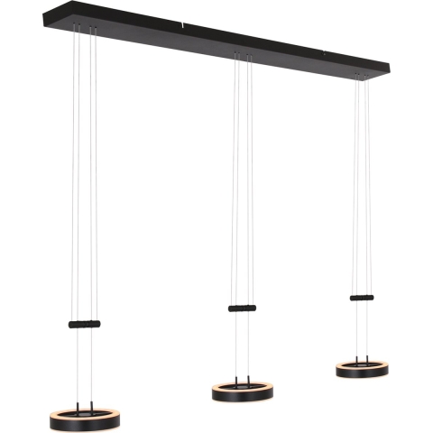 Steinhauer Hanglamp Piola 3 lichts L 120 cm zwart