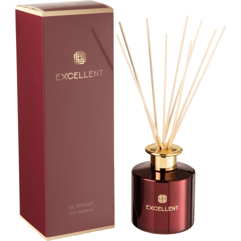 J-Line geurolie + stokjes Excellent - Rose Champagne - glas - rood