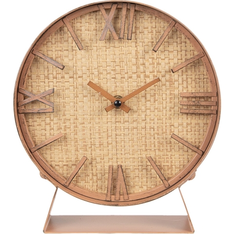 Clayre & Eef Tafelklok 24 cm Bruin MDF Ijzer Tafelklokken Binnen