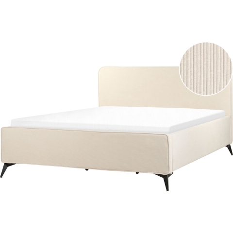 Beliani - VALOGNES - Tweepersoonsbed - Beige - 180 x 200 cm - Corduroy