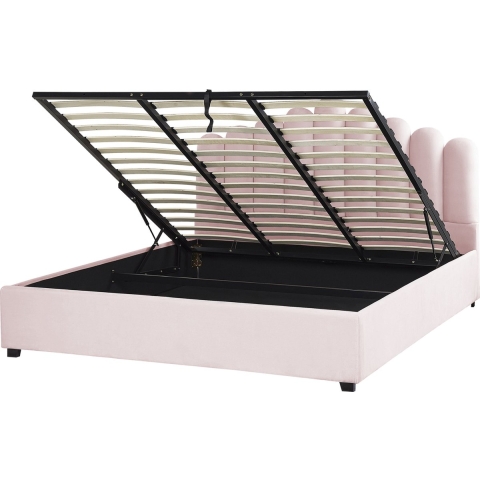 Beliani-VINCENNES-Bed met opbergruimte-Roze-180 x 200 cm-Fluweel