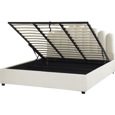 Beliani-VINCENNES-Bed met opbergruimte-Wit-180 x 200 cm-Fluweel