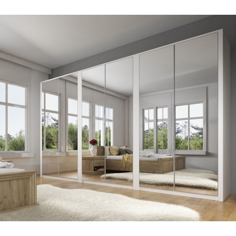 Meubella Kledingkast Malibu - Wit - 339 cm - Met spiegel